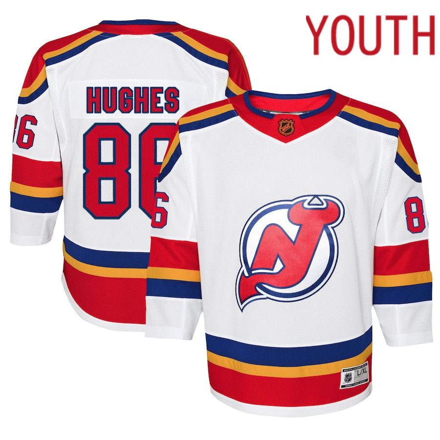 Youth New Jersey Devils 86 Jack Hughes White Special Edition Premier Player NHL Jersey